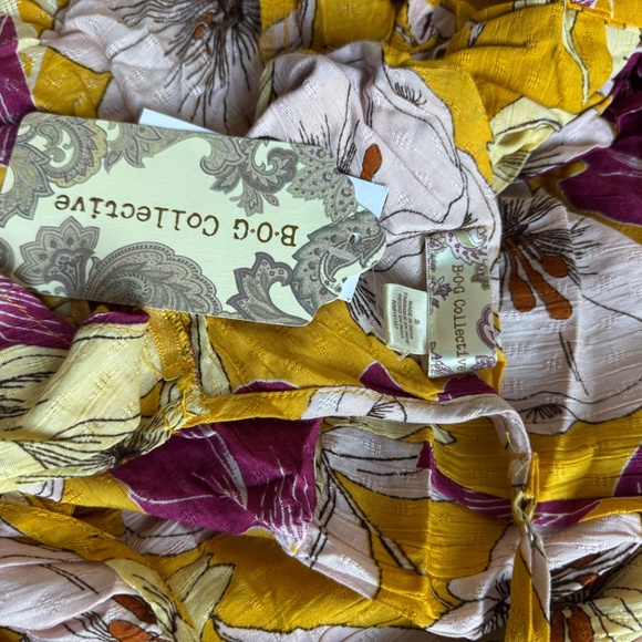 [NWT] Free People B.O.G Collective GOLD FLORAL COWL NECK MAXI SUMMER DRESS - Picture 8 of 11